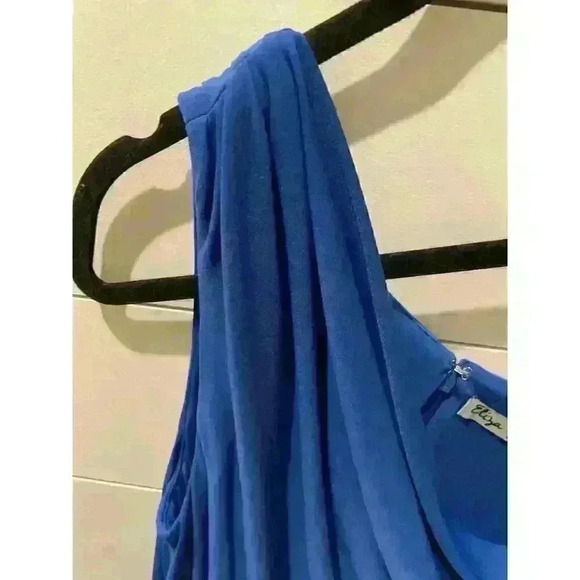 Eliza J. Cobalt Blue Plus Ruched Drape One Shoulder Cocktail Dress, sz 14 - Picture 5 of 16